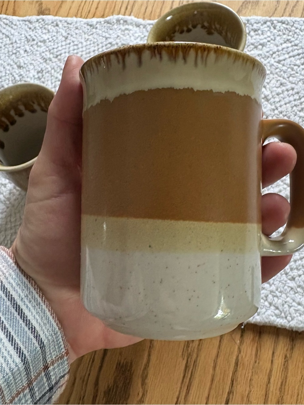 Vintage Drip Glaze Stoneware Mug Set of 4 |Earth Tone Pottery Cabin Cottagecore